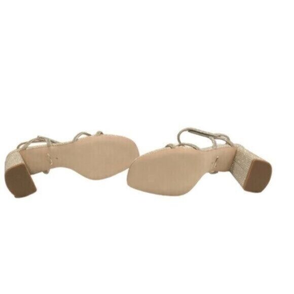 NWT Badgley Mischa Platinum Metallic Block Heel Bridal Sexy Dressy Sandals 9 - Picture 7 of 10